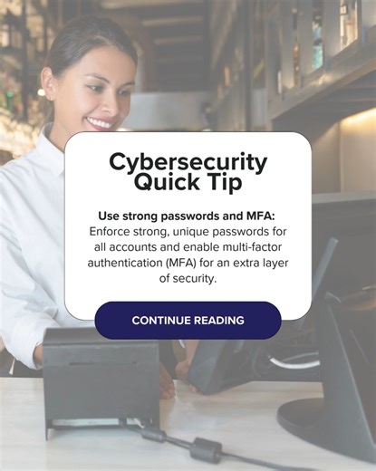 October is National Cybersecurity Month!  From online ordering to loyalty programs, restaurants are more connected than ever — which makes protecting your data more important than ever. This month, we’re helping operators strengthen their cybersecurity by recognizing potential threats, securing systems with strong passwords and multi-factor authentication, and keeping software up to date. Read here for more tips: https://bit.ly/4o6xOd9 | National Restaurant Association | Facebook