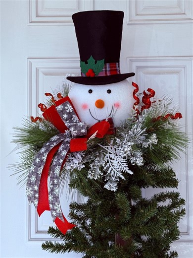 Whimsical Snowman Christmas Tree Topper, Christmas Snowman Table Decor, Winter Gift Idea, Snowman Collector - Etsy