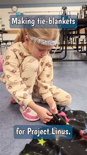 Wisconsin Youth Company on Instagram: "After School children are giving back with tie-blankets for Project Linus! 😊 Ms. Lizzie showed the children how to make the blankets and they were off to the races, picking their favorite fleece patterns and finishing the blankets with lightning speed."