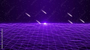 80's Retro Animation With Grid .Background, Loop Animation Of Futuristic Retro Grid. Futuristic Grid Background Retro Sifi. Stock Video