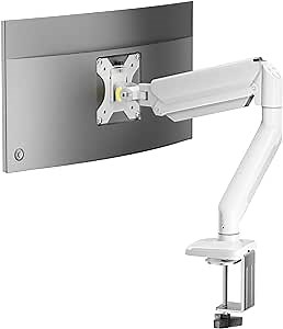 Curved Gaming Monitor Desk-Mount - Swivel Tilt Rotation Height Adjustable Ultrawide Monitor Mount White