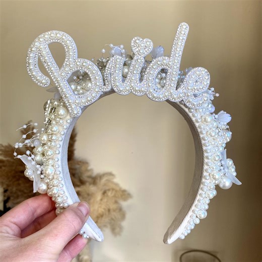 Bride Headband, Bride Crown, Bride Pearl Headband, Bachelorette Headband, Bride Gift, Bride to Be, Hen Party Crown, Hen Party Headband - Etsy