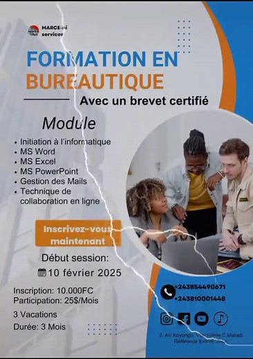 💻 Maîtrisez les outils bureautiques et boostez votre productivité ! 📊 Vous souhaitez être plus efficace au quotidien avec Word, Excel, PowerPoint et bien plus ? Rejoignez notre formation en bureautique et devenez un expert des outils essentiels pour votre carrière ! 🚀 ✅ Apprenez à utiliser les logiciels bureautiques de manière avancée ✅ Améliorez votre organisation et vos compétences professionnelles ✅ Formation flexible et accessible à tous N'attendez plus pour faire évoluer vos compétences