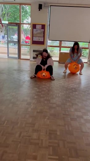 Chloe popping the space hopper | Hilarious Fail at End of Year Party