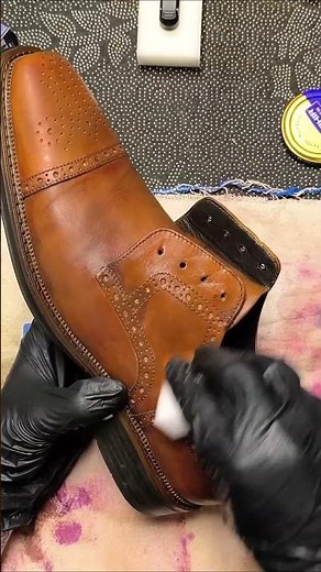 Professional shoe care at home #tutorial #shoepolish #satisfying