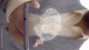 Verical Video: Your Smartphone: The Key to Unlocking AI's Potential. Futuristic AI Brain. vertical