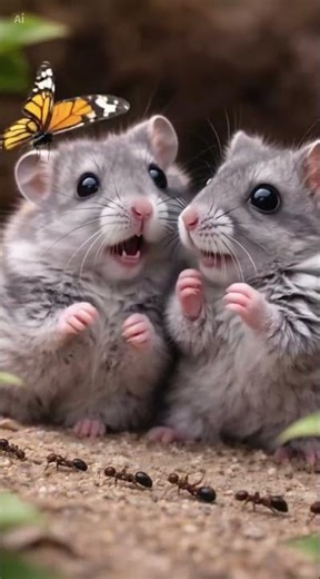 Willow and Raven dramatic reaction on butterfly #animalshorts #funny