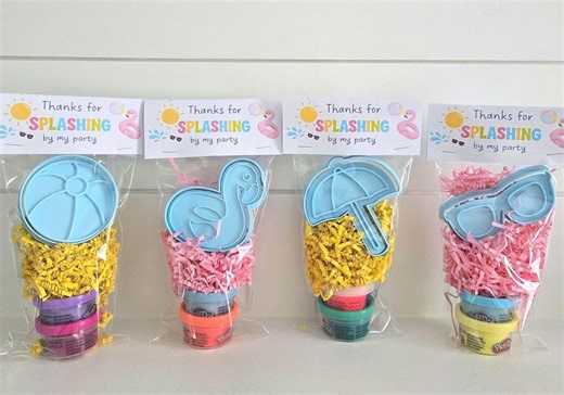Summer Pool Party Favors for Kids | Play Dough Favor Bags | Beach Party Goodie Bags | Flamingo Pool Party Favors | Summer Birthday Party - Etsy