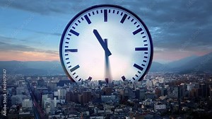 Clock spins fast speed rush hour traffic fast moving,Fast moving traffic drives time lapse clock moving fast light each subway lane