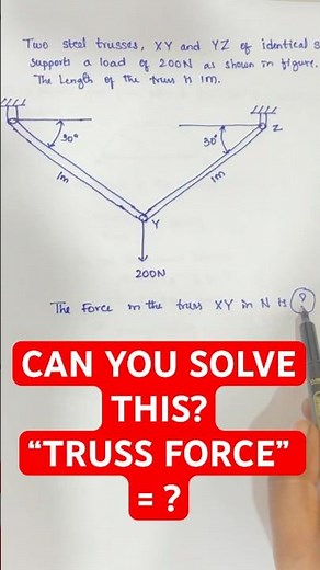 Steel truss problem that will test your engineering skills! Can you find the force? 🤯 #Engineering