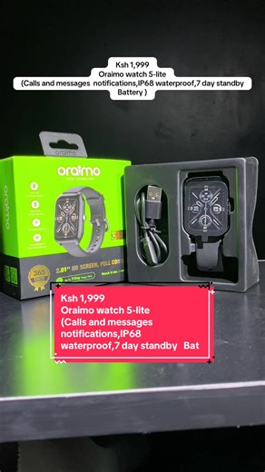 Ksh 1,999 Oraimo watch 5-lite (Calls and messages notifications,IP68 waterproof,7 day standby Battery )#calusaccessorieskenya #GadgetDeals #gadgetske #oraimosmartwatch
