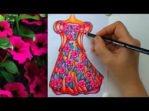 Silk Dress Sketch Drawing - Fashion Illustration