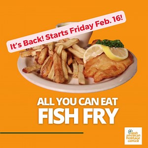 Our Friday Fish Fry is BACK! 🐟 Our All You Can Eat Fish Frys start this Friday, February 16, and go through Good Friday, March 29. Bring the whole family for our traditional Irish Fish Fry, which includes fried cod, french fries, cole slaw, and peas. We'll have live music, performances from area Irish dance companies and more! Food is served between 6:30 and 9PM. Live music begins at 8PM. | Irish American Heritage Center