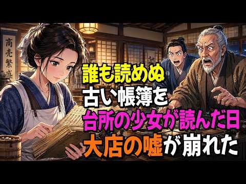 豪商の跡取りを決める日、誰も読めなかった古い帳簿を、台所で働く少女だけが静かに読み始めた | 歴史解説 | 日本史 | 民話