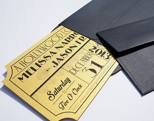 Old Hollywood, Art Deco, Gold Movie Ticket Wedding Invitation - DIGITAL DESIGN - Etsy