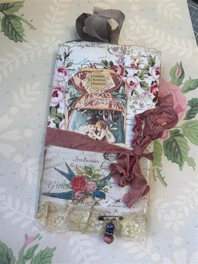 Handmade Small Junk Journal Ephemera Folder, Mixed Media Art Book, Keepsake Journal