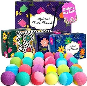 Bath Bombs Gift Set - 24pcs Natural Essential Oil Bubble Bath Bombs for Kids, Birthday Gifts for Women Her, Teacher Appreciation Gifts, Self Care Gifts for Women