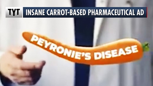 A pharmaceutical company recently published an ad for the drug Xiaflex that addresses Peyronie’s disease, which apparently is an irregular bend in the penis and affects around 1 out of 100 men in the U.S. Although this seems to be an actual problem for some men, the commercial’s carrot-driven imagery steals the show. | The Young Turks