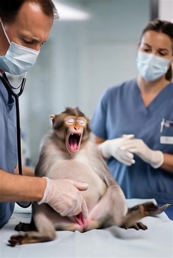 Doctor Cares for Pregnant Monkey with Compassion