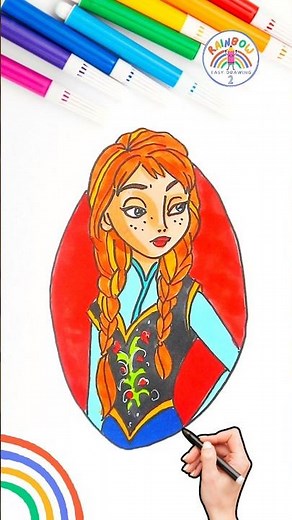 Anna FROZEN | How to Draw FROZEN Elsa and Anna Tutorial 🌈👸🏼 #disney #FROZEN #princess #short