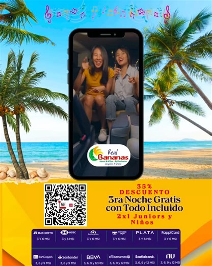 😃¡Llegó el 𝗕𝘂𝗲𝗻 𝗙𝗶𝗻 𝟮𝟬𝟮𝟱 a Real Bananas Acapulco! 🌴 Vive el mejor Todo Incluido Familiar con la mejor oferta del año: 𝟑𝐫𝐚 𝐧𝐨𝐜𝐡𝐞 𝐆𝐑𝐀𝐓𝐈𝐒 𝟑𝟓% 𝐝𝐞 𝐝𝐞𝐬𝐜𝐮𝐞𝐧𝐭𝐨 𝐉𝐮𝐧𝐢𝐨𝐫 𝐲 𝐧𝐢𝐧̃𝐨𝐬 𝐚𝐥 𝟐𝐱𝟏. Reserva en línea 👉 www.realbananas.com y disfruta diversas formas de pago. (Aplica condiciones. Espacio sujeto a disponibilidad.) #buenfin #ofertas #acapulco #família #todoincluido #realbananas #3RANOCHEGRATIS #vacaciones #VacacionesEnFamilia #solyplaya | Real Banan