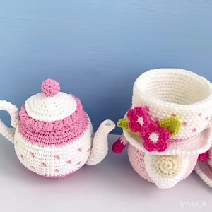 Tea Cup Gnome With Teapot Crochet Patterns, Funny Amigurumi Play Food, Birthday Basket - Etsy