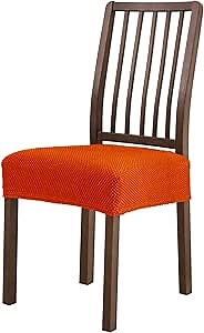 SUBRTEX Dining Room Chair Seat Covers Stretch Chair Seat Cushion Slipcovers Furniture Protector Set of 2 Removable Washable for Dining Room Home Kitchen (Orange, 2PCS)