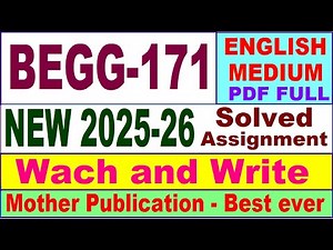 BEGG 171 solved assignment 2025-26 in English || begg 171 solved assignment 2026 || ignou begg171