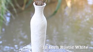 roro Handmade Rustic 12-inch Rustic White Classic Antique Ceramic Tall Vase - Timeless Elegance for Your Home Decor