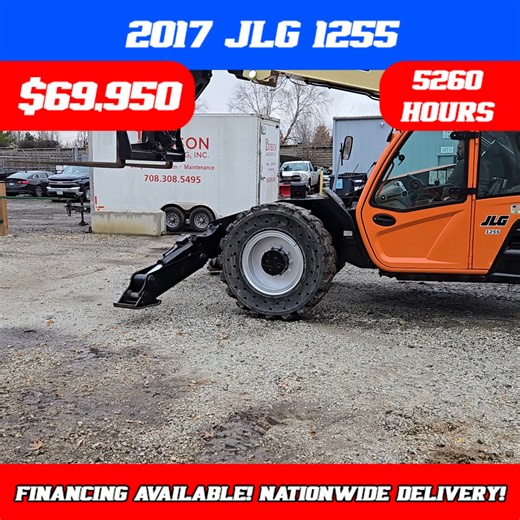 2017 JLG 1255 – OUR PRICE $69,950 (Market Price $72,500) 12,000lbs Lift Cap / 55' Lift Height 5260 HOURS Factory Enclosed CAB w/ HEAT & AC, Outriggers/Stabilizers, Cummins Turbo Diesel Engine - 130HP, Solid BOSS Tires, 4WD, Crab-Steering, Frame Leveling, Auxiliary Hydraulics, Quick Tach, QC Carriage w/ Forks, FRESH Paint & Decals, Fleet Maintained, Weighs 36536lbs Serviced & Ready to Work *** Financing & Delivery Available *** 📞 Call: 815-242-1767 🌐 foxtrotequipment.com #NoDEF #HeavyEquipmentD