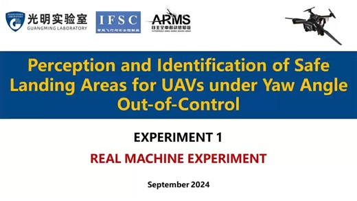 Experimental video of UAV yaw angle out of control safe landing area perception