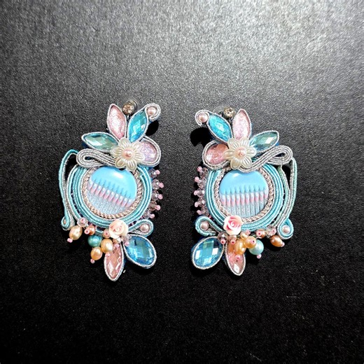 Handmade Soutache Earrings in Pink and Sky Blue – Elegant Statement Jewelry, Lightweight Boho Earrings, Unique Gift for Her - Etsy