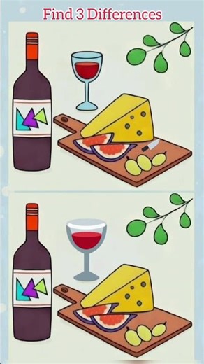 🧠🍷 Find 3 Differences | Spot the Difference #Puzzle for Kids🙏👍👍🧠"Happy Daily Differences "