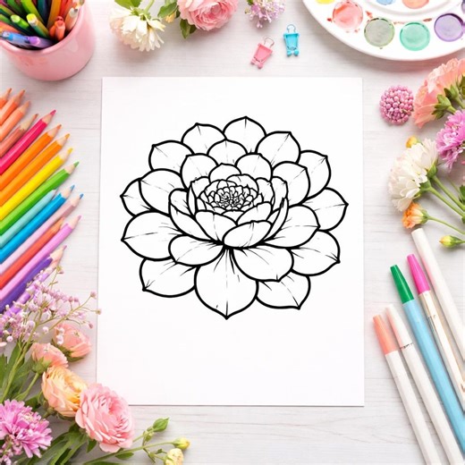 Detailed Flower Coloring Pages Printable: Instant PDF Download - Etsy