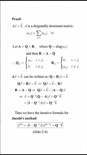 Jacobi Method Convergence Proof Formula Derivation