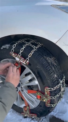 When roads are slippery due to snow, you can install a set of these manganese steel anti-skid chains