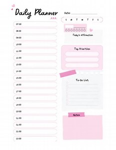 Cute Girly Pink Daily Planner To-do List Printout Instant Download Schedule Girly Organized - Etsy