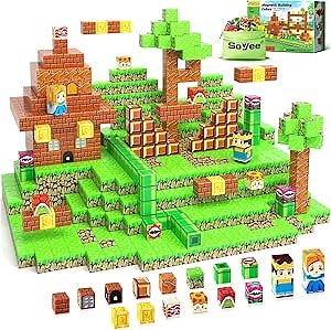 108PCS Magnetic Blocks Building Toys - 1'' Magnet Building Blocks Build Mine Magnet World Game Adventure Set Cubes Boys Girls Toys Ages 3-5 4-6 5-7 6-8 Kids Gifts for 3-12 Years Old School Supplies