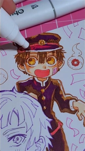 Coloring Hanako-kun anime fanart in my sketchbook 🎨 #tbhk #sketchbook #animeart #hanakokun #markers