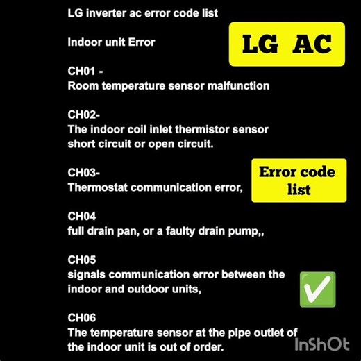LG INVERTER AC ERROR CODE list / LG inverter ac error code #errorcode #ac #actechnician #error