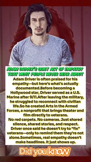 Adam Driver’s Quiet Act of Empathy That Most People Never Hear About