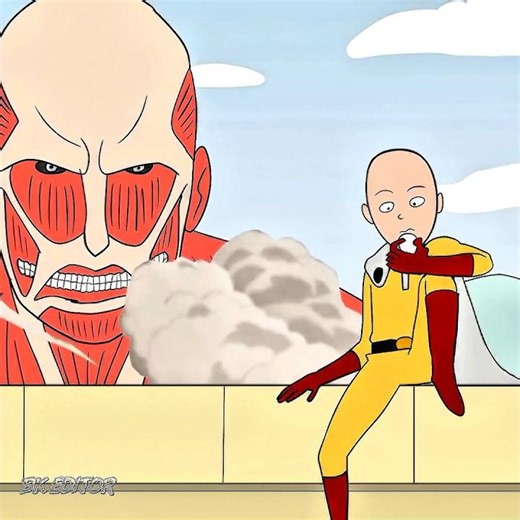 Saitama v⚡s Titan,, A Titan Destroyed, Another Terrified#anime #onepunchman #1punchdan #fullpunch