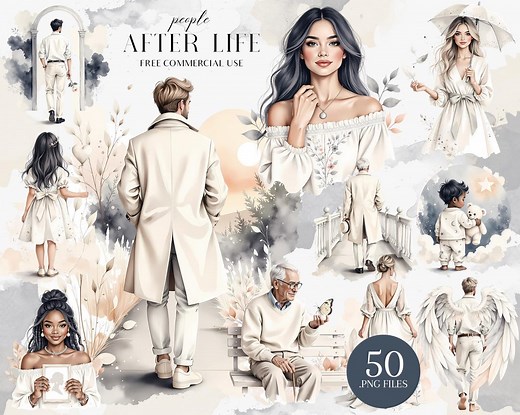 Memorial People Clipart, in Loving Memory PNG, Angel Afterlife Art - Etsy