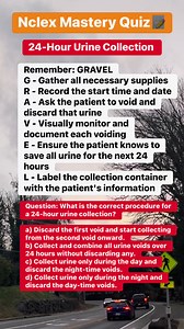 9.3K views · 50 reactions | ‼️Save this! Thank me later!Nclex Mastery QuiZ 23-hour urine collection! #nurseexam#nclex #nclexstudying #nclexprep #nurselife #nursingreview #nursingquiz #nursing #fbreels23 | ACE NCLEX | Facebook