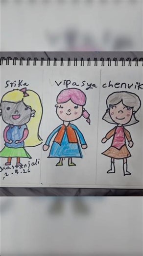 Cute Cartoon Girls Drawing | Colorful Art | Cute Girl Drawing Art #shorts #artshorts