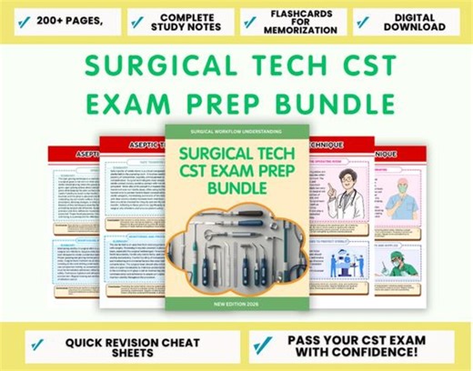 Surgical Tech CST Exam Prep Bundle | Study Guide, Flashcards, Cheat Sheets (digital Download) - Etsy Canada