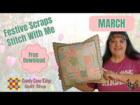 🌸 Springtime Squares Quilted Pillow | Easy Scrappy Spring Quilting Project |Free Download🌸