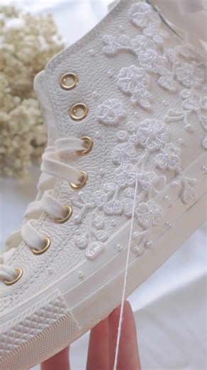 Stylish Custom Bridal Lace Converse Shoes for Weddings