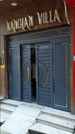 trending sliding folding main gate installation for home #aksteelpoint #gatedesign #metaldoor