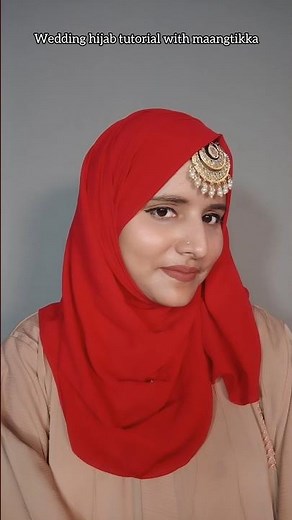 wedding Hijab tutorial with maang tikka for wedding guest or bride/; bridal Hijab tutorial